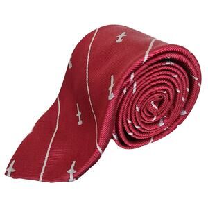 G.P. Harvale & Co Fifth Avenue New York Red & Grey 100% Silk Tie Made in USA